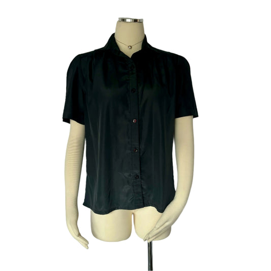 Vintage Blaxk Short Sleeve Silky Blouse