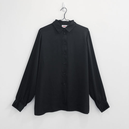 Satin Sheen Black Blouse - Upcycled Aviary